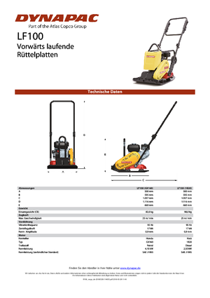 Egyirányú vibrolapok Dynapac LF 100 (1B20)