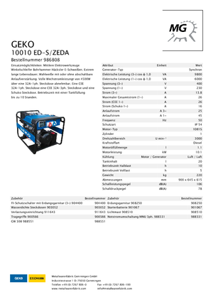 Dízel generátorok Geko ® 10010 ED-S/ZEDA