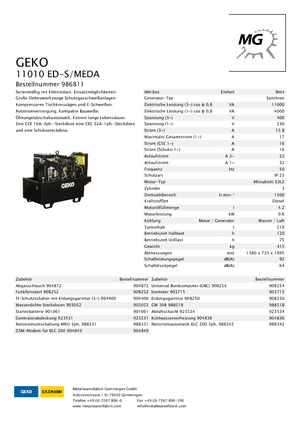 Dízel generátorok Geko ® 11010 ED-S/MEDA