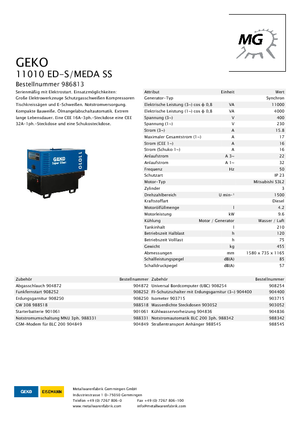 Dízel generátorok Geko ® 11010 ED-S/MEDA