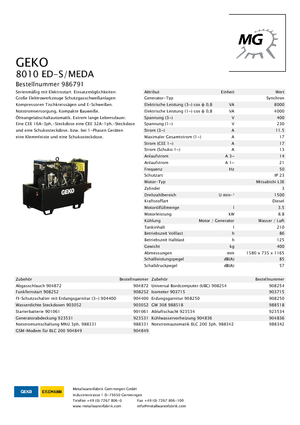 Dízel generátorok Geko ® 8010 ED-S/MEDA