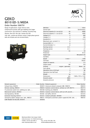 Dízel generátorok Geko ® 8010 ED-S/MEDA