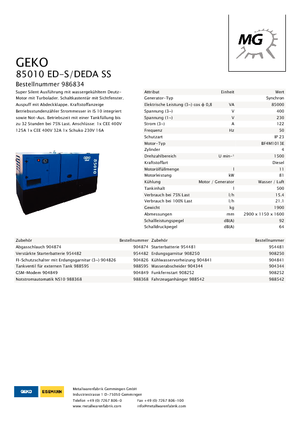 Dízel generátorok Geko ® 85010 ED-S/DEDA