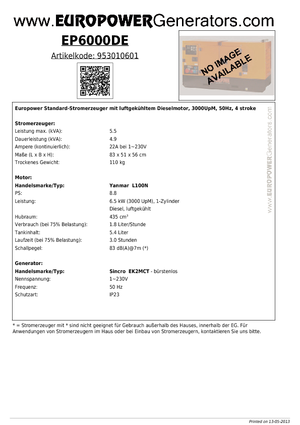Dízel generátorok Europower EP6000DE (S)