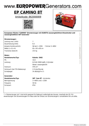 Dízel generátorok Europower EP Camino 8 T