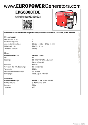 Dízel generátorok Europower EPG6000TDE (S)