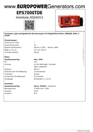 Dízel generátorok Europower EPS7000TDE (S)