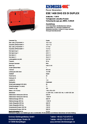 Dízel generátorok Endress ESE 1408 DHG ES Duplex Silent