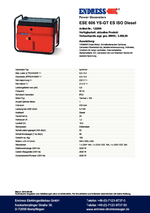 Dízel generátorok Endress ESE 606 YS-GT ES ISO DI