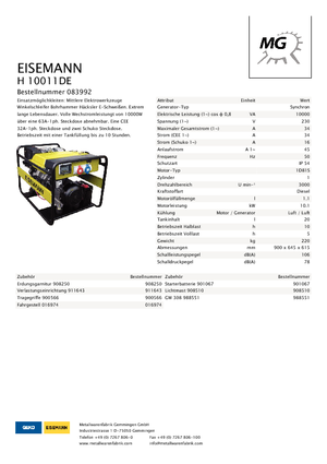 Dízel generátorok Eisemann H 10010 DE