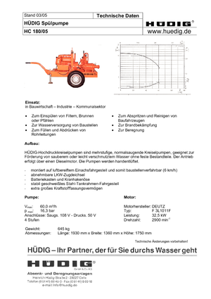 Dízel zagyszivattyúk Hüdig HC 180/05