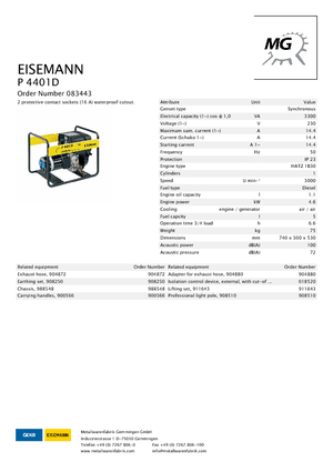 Dízel generátorok Eisemann P 4401 D