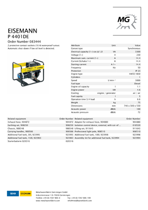 Dízel generátorok Eisemann P 4401 DE
