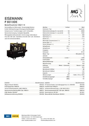 Dízel generátorok Eisemann P 8010 DE