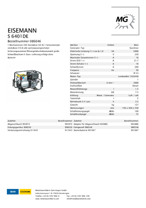Dízel generátorok Eisemann S 6401 DE