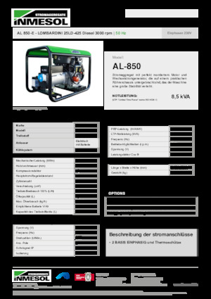 Dízel generátorok INMESOL AL 850-E