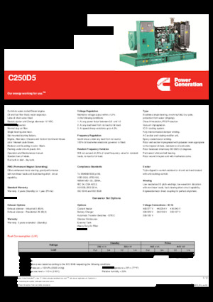 Dízel generátorok Cummins C250D5