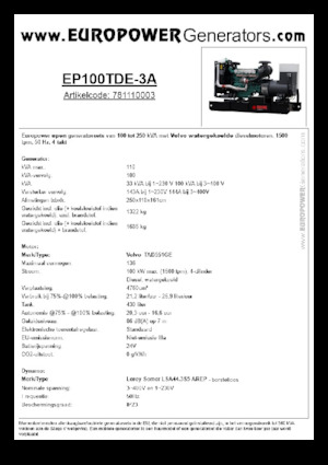 Dízel generátorok Europower EP100TDE-3A (LS)