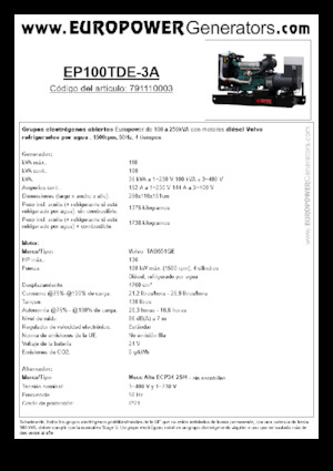 Dízel generátorok Europower EP100TDE-3A (MA)