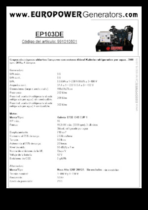 Dízel generátorok Europower EP103DE (MA)