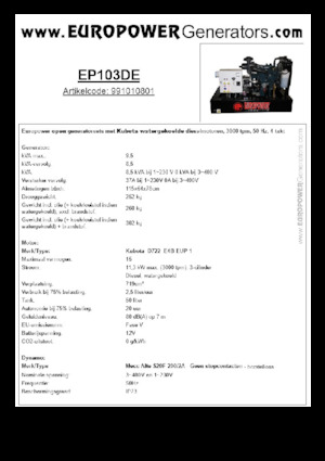 Dízel generátorok Europower EP103DE (MA)