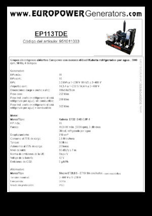 Dízel generátorok Europower EP113TDE (S)