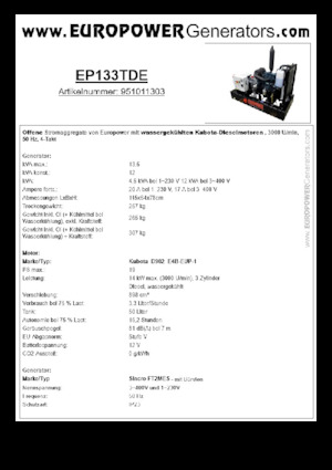 Dízel generátorok Europower EP133TDE (S)