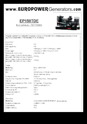 Dízel generátorok Europower EP150TDE (LS)