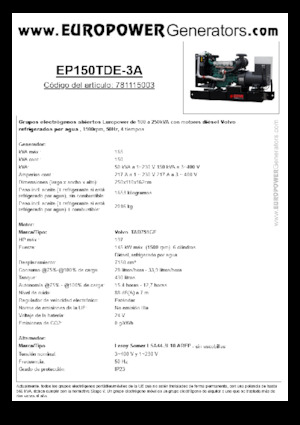 Dízel generátorok Europower EP150TDE-3A (LS)