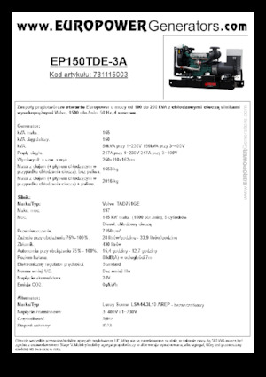 Dízel generátorok Europower EP150TDE-3A (LS)