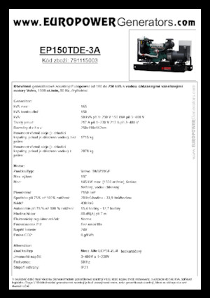 Dízel generátorok Europower EP150TDE-3A (MA)
