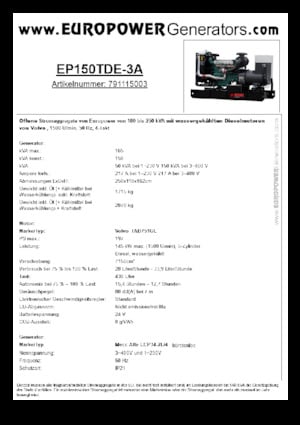Dízel generátorok Europower EP150TDE-3A (MA)