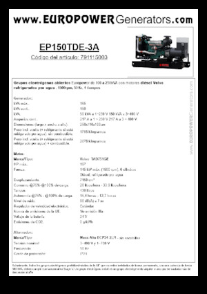 Dízel generátorok Europower EP150TDE-3A (MA)