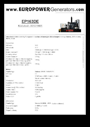 Dízel generátorok Europower EP163DE (S)