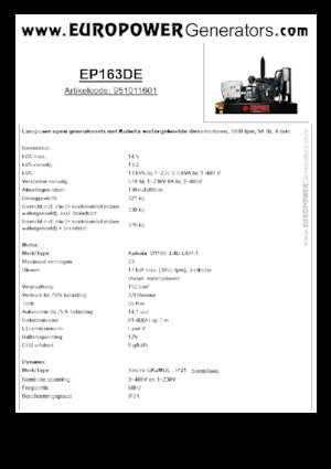 Dízel generátorok Europower EP163DE (S)