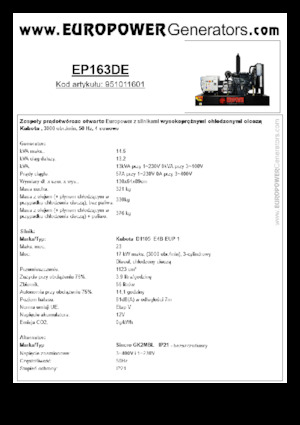 Dízel generátorok Europower EP163DE (S)