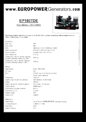 Dízel generátorok Europower EP180TDE (LS)