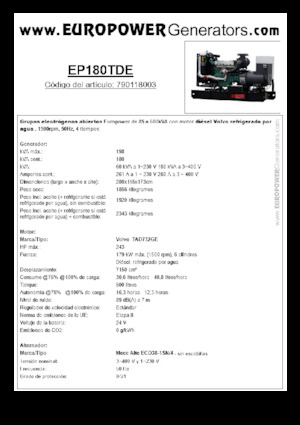Dízel generátorok Europower EP180TDE (MA)