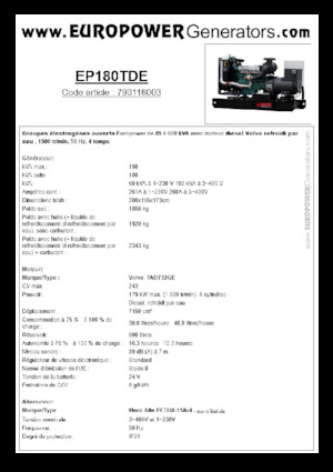 Dízel generátorok Europower EP180TDE (MA)