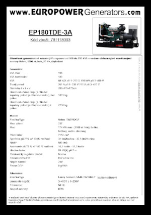 Dízel generátorok Europower EP180TDE-3A (LS)