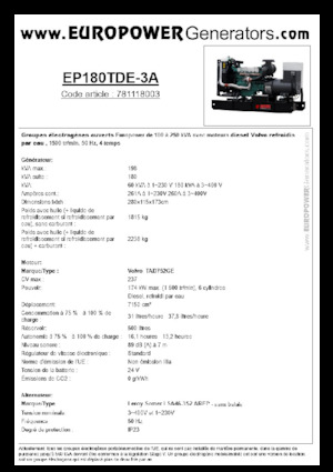 Dízel generátorok Europower EP180TDE-3A (LS)