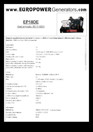 Dízel generátorok Europower EP18DE (S)