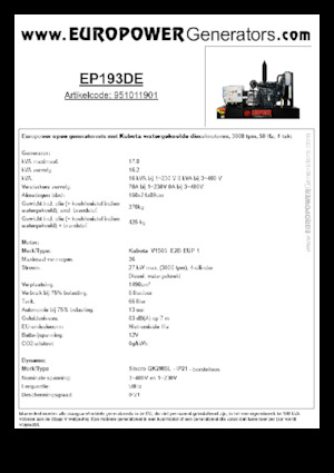 Dízel generátorok Europower EP193DE (S)