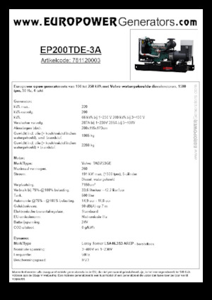 Dízel generátorok Europower EP200TDE-3A (LS)