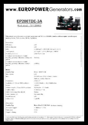 Dízel generátorok Europower EP200TDE-3A (MA)