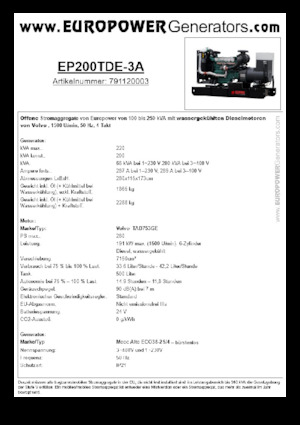 Dízel generátorok Europower EP200TDE-3A (MA)