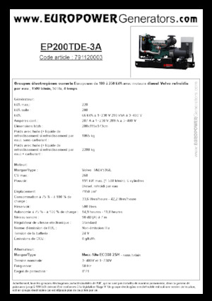 Dízel generátorok Europower EP200TDE-3A (MA)