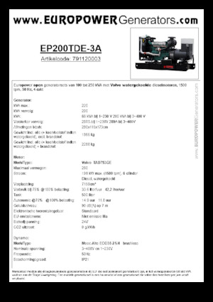 Dízel generátorok Europower EP200TDE-3A (MA)