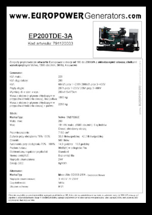 Dízel generátorok Europower EP200TDE-3A (MA)