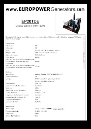 Dízel generátorok Europower EP20TDE (LS)